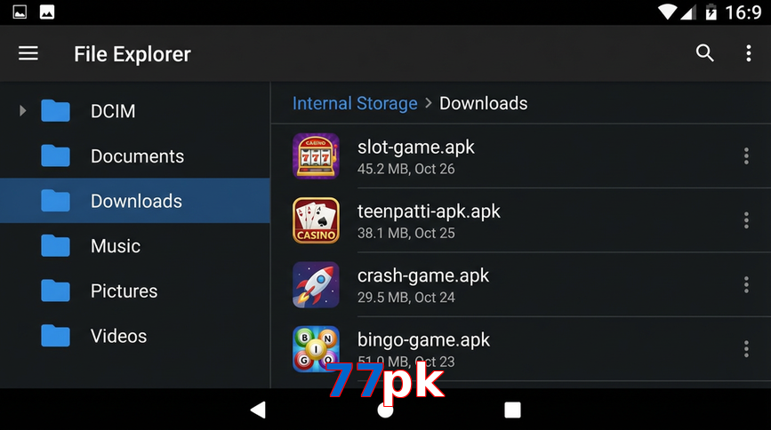 Main screen of 77Pk gameapk page for PK players