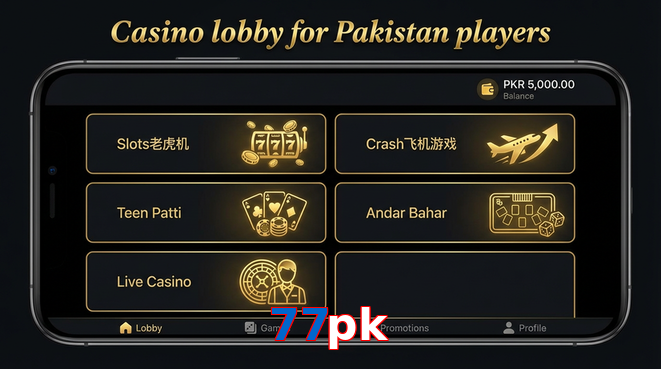 Lobby view of 77Pk for Pakistan users